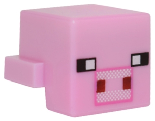 Creature Head Pixelated with Black Eyes and Dark Pink Rectangle Snout with Dark Red Square Nostrils Pattern (Minecraft Pig) (Undetermined Version)