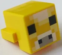 Creature Head Pixelated with Light Bluish Gray, White, Bright Light Yellow and Black Face Pattern (Minecraft Moobloom)