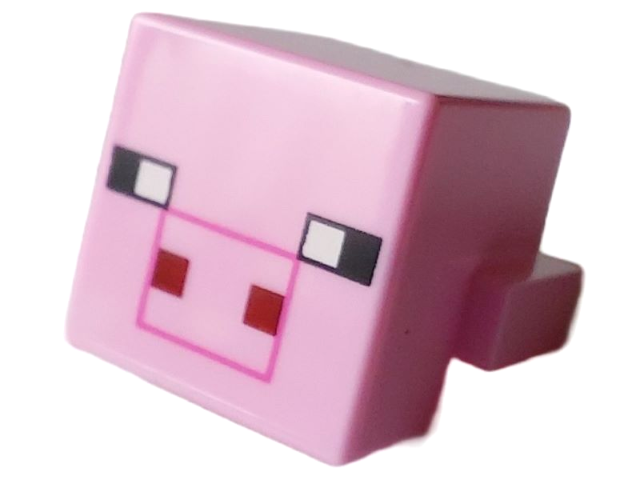 Creature Head Pixelated with Black Eyes and Plain Snout with Dark Pink Outline and Dark Red Square Nostrils Pattern (Minecraft Pig)