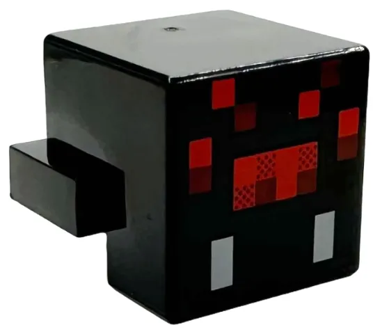 Creature Head Pixelated with Red and Dark Red Face and Light Bluish Gray Fangs Pattern (Minecraft Spider)