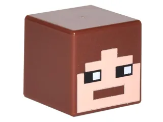 Minifigure, Head, Modified Cube with Pixelated Light Nougat Face and Black Eyes Looking Right Pattern (Minecraft Skin)