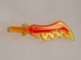 Minifigure, Weapon Sword, Serrated with Marbled Red Pattern