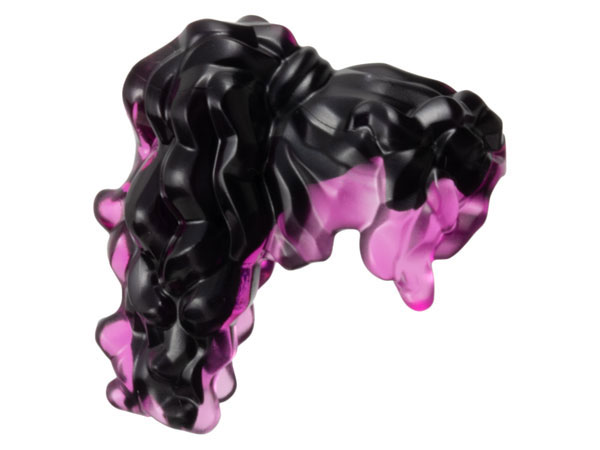 Minifigure, Hair Female Long Wavy, High Back Ponytail with Marbled Trans-Dark Pink Pattern