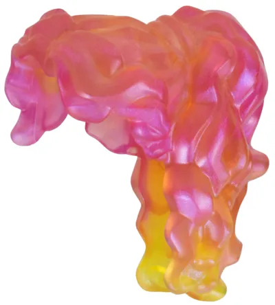 Minifigure, Hair Female Long Wavy, High Back Ponytail with Marbled Satin Trans-Yellow Pattern