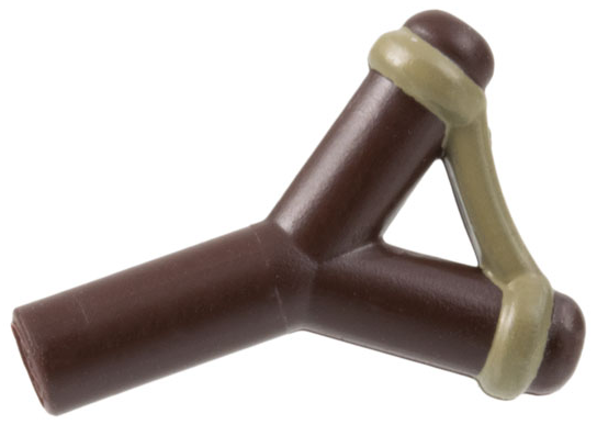 Minifigure, Weapon Slingshot with Dark Tan Band Pattern