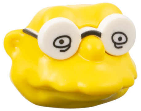 Minifigure, Head, Modified Simpsons Hans Moleman with White Glasses with Eyes Pattern
