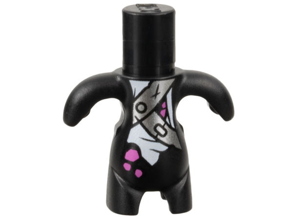 Body, Dreamzzz Creature / Dreamling with Silver Straps, Magenta Spots, and Torn White Skirt Pattern