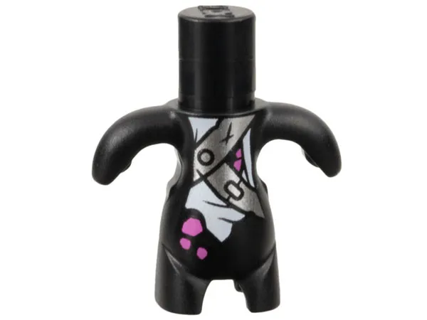 Body, Dreamzzz Creature / Dreamling with Silver Straps, Magenta Spots, and Torn White Skirt Pattern