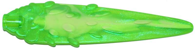 Flame / Vapor Trail with Ovals and Axle Hole End with Marbled Yellowish Green Pattern