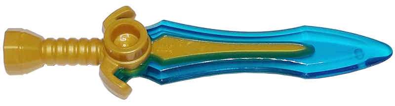 Minifigure, Weapon Sword with Stud with Molded Trans-Dark Blue Blade Pattern