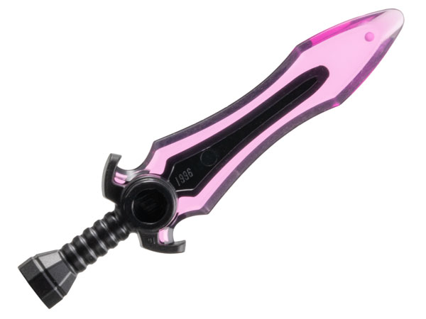 Minifigure, Weapon Sword with Stud with Molded Trans-Dark Pink Blade Pattern