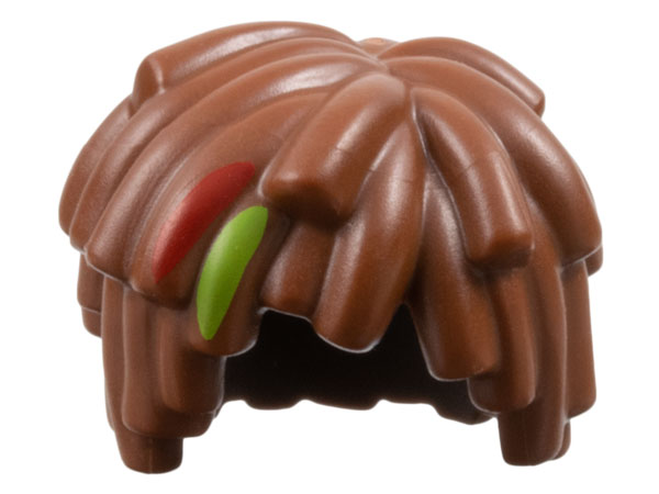 Minifigure, Hair Short Layered Mop Top with Lime and Red Streaks Pattern