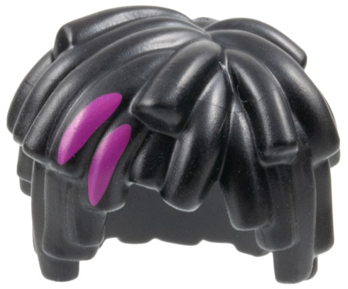 Minifigure, Hair Short Layered Mop Top with Magenta Streaks Pattern