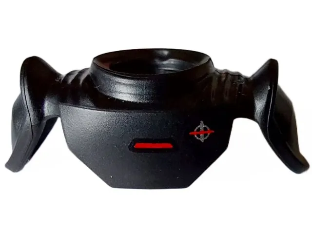 Minifigure Armor Shoulder Pads Pointed with Short Neck Protection and Clip on Back with Red Line and SW Grand Inquisitor Symbol Pattern