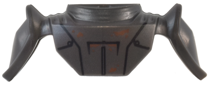 Minifigure Armor Shoulder Pads Pointed with Short Neck Protection and Clip on Back with Black Lines and Dark Orange Dirt Pattern