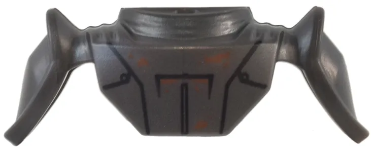 Minifigure Armor Shoulder Pads Pointed with Short Neck Protection and Clip on Back with Black Lines and Dark Orange Dirt Pattern