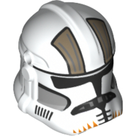 Minifigure, Headgear Helmet SW Clone Trooper (Phase 2) with Holes with Black Visor and Dark Tan and Orange Markings Pattern (Commander Cody)