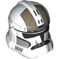 Minifigure, Headgear Helmet SW Clone Trooper (Phase 2) with Holes with Black Visor and Dark Tan Gunner Markings Pattern