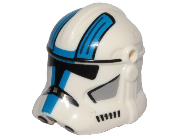 Minifigure, Headgear Helmet SW Clone Trooper (Phase 2) with Holes with Black Visor and Blue, Light Bluish Gray, and Black 501st Legion Markings Pattern