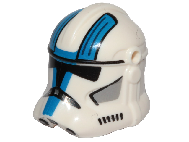 Minifigure, Headgear Helmet SW Clone Trooper (Phase 2) with Holes with Black Visor and Blue, Light Bluish Gray, and Black 501st Legion Markings Pattern