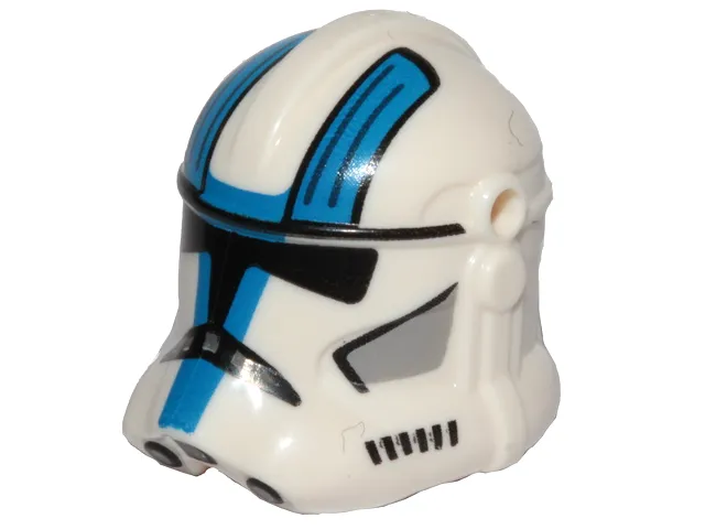 Minifigure, Headgear Helmet SW Clone Trooper (Phase 2) with Holes with Black Visor and Blue, Light Bluish Gray, and Black 501st Legion Markings Pattern