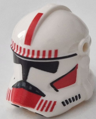 Minifigure, Headgear Helmet SW Clone Trooper (Phase 2) with Holes with Black Visor and Red Markings Pattern