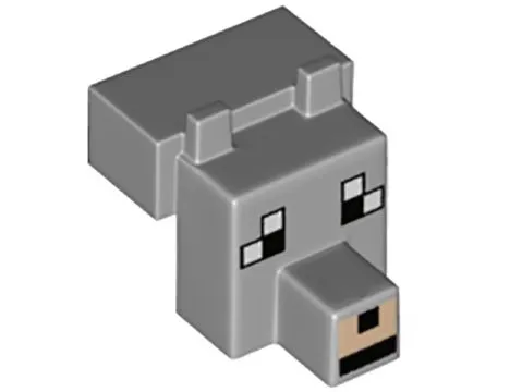 Creature Head Pixelated with Snout with Black and White Eyes Large, Light Nougat Muzzle Pattern (Minecraft Tamed Wolf)
