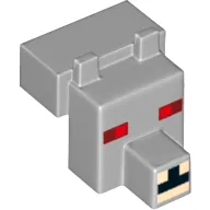 Creature Head Pixelated with Snout with Red and Dark Red Eyes Small, Light Nougat Muzzle Pattern (Minecraft Angry Wolf)