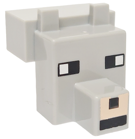 Creature Head Pixelated with Snout with Black and White Eyes Small, Light Nougat Muzzle Pattern (Minecraft Wolf)