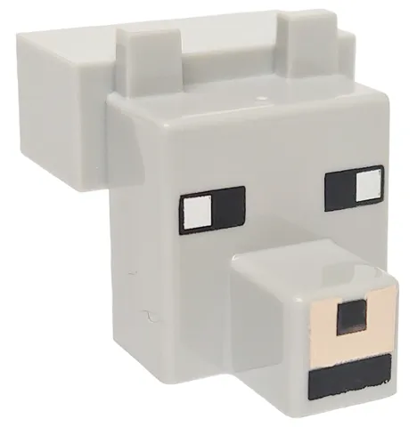 Creature Head Pixelated with Snout with Black and White Eyes Small, Light Nougat Muzzle Pattern (Minecraft Wolf)