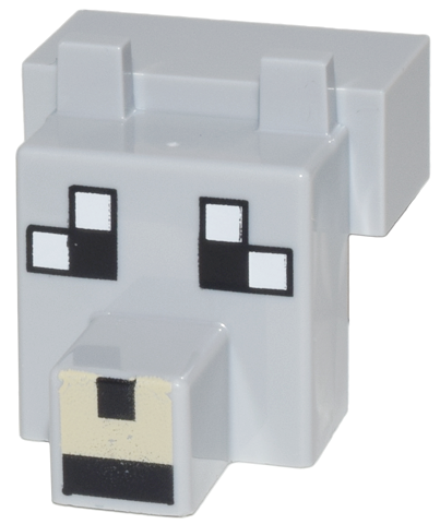 Creature Head Pixelated with Snout with Black and White Eyes Large, Tan Muzzle Pattern (Minecraft Tamed Wolf)