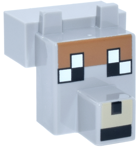 Creature Head Pixelated with Snout with Black and White Eyes Large, Tan Muzzle, Medium Nougat Fur Pattern (Minecraft Tamed Wolf)