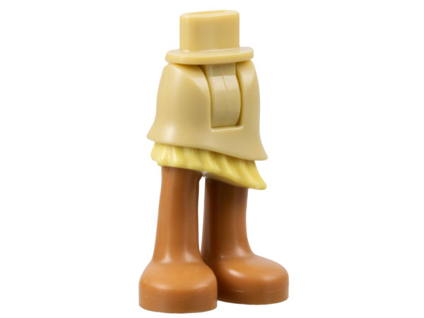 Mini Doll Hips and Asymmetric Layered Skirt, Bright Light Yellow Ruffle, Medium Nougat Legs and Feet Pattern - Thick Hinge