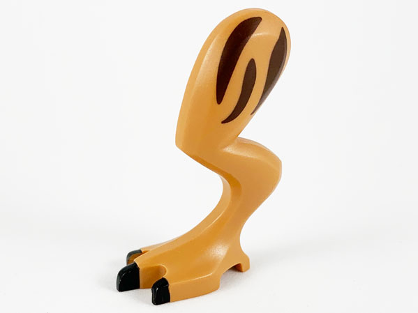 Dinosaur Leg Large (Rear) Gallimimus Left with Pin, Black Claws and Dark Brown Stripes Pattern