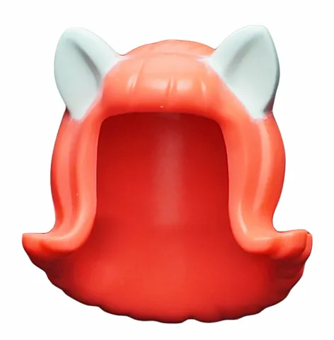 Minifigure, Hair Female Mid-Length Flipped Ends, Short Bangs, with Light Aqua Cat Ears Pattern