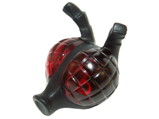 Minifigure, Head, Modified Insect with Round Proboscis, 2 Antennae and Trans-Red Bug Eyes with Hatched Lines Pattern