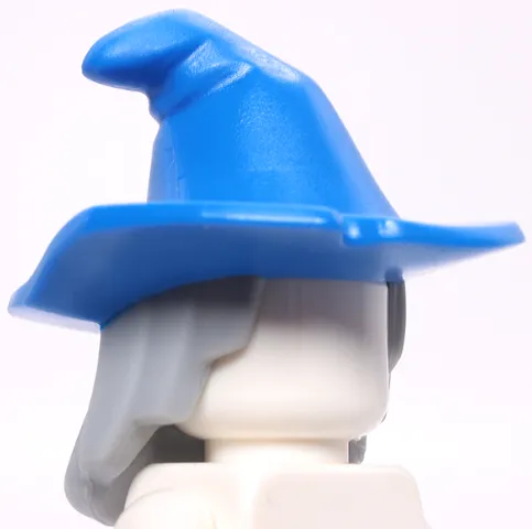 Minifigure, Hair Combo, Hair with Hat, Mid-Length Scraggly with Molded Blue Floppy Witch Hat Pattern (BAM)