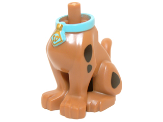 Dog Body Great Dane Scooby-Doo Sitting with Gold 'SD' on Medium Azure Collar and Black Spots Pattern