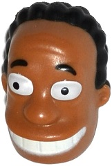 Minifigure, Head, Modified Simpsons Dr. Hibbert with Black Hair Pattern