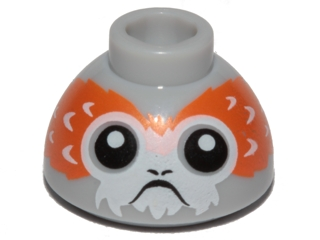 Brick, Round 1 1/2 x 1 1/2 x 2/3 Dome Top with Porg Head Pattern