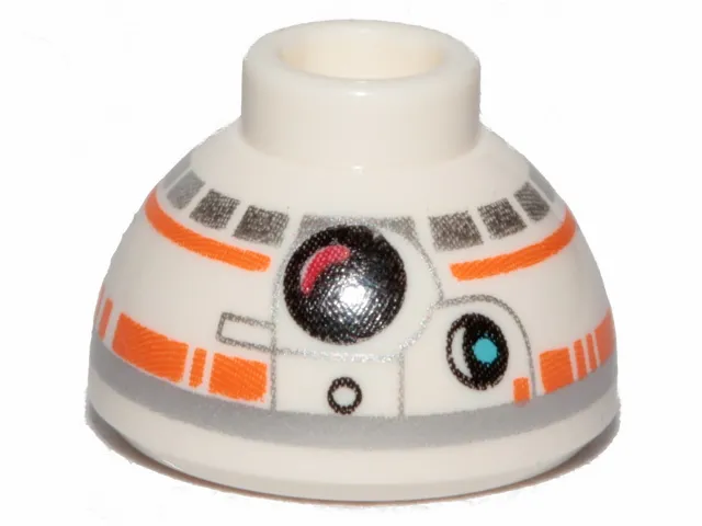 Brick, Round 1 1/2 x 1 1/2 x 2/3 Dome Top with SW BB-8 Droid Head, Large Photoreceptor and Large Black Circle Pattern