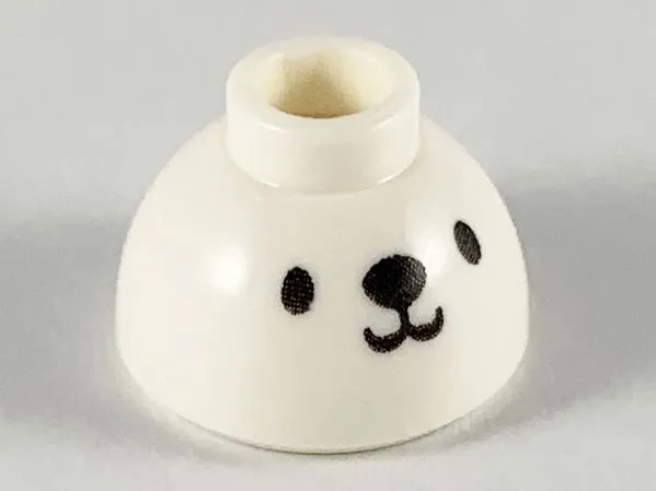 Brick, Round 1 1/2 x 1 1/2 x 2/3 Dome Top with Animal Face Steamed Bun Pattern