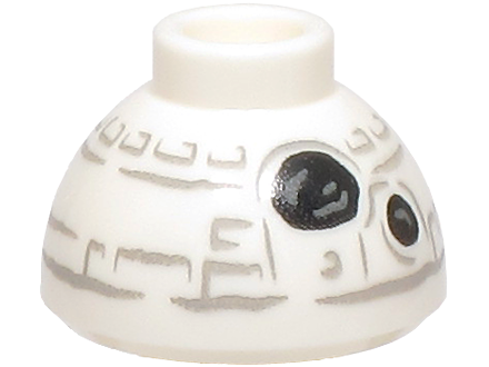 Brick, Round 1 1/2 x 1 1/2 x 2/3 Dome Top with SW Snowman BB-8 Droid Head with Black Sensors and Light Bluish Gray Lines Pattern