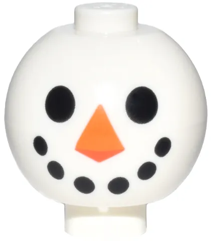 Brick, Round 2 x 2 Sphere with Stud / Robot Body with Snowman Face, Black Eyes and Mouth and Orange Nose Pattern