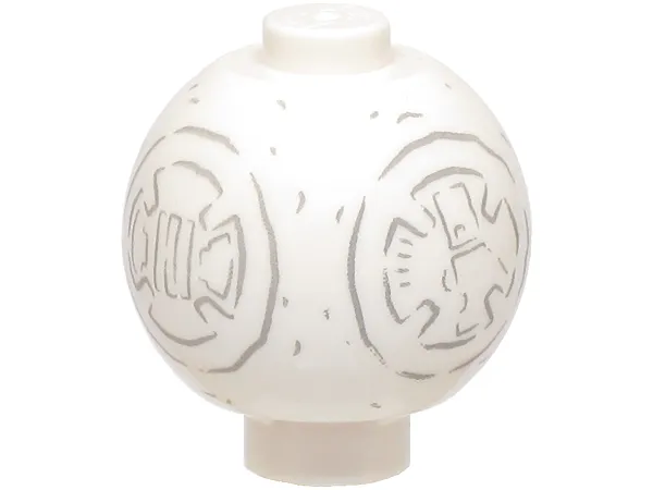 Brick, Round 2 x 2 Sphere with Stud / Robot Body with SW Snowman BB-8 Droid Light Bluish Gray Circles and Lines Pattern
