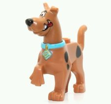 Dog, Great Dane Scooby-Doo Walking with Medium Azure Collar, Smile on Both Sides and Tongue Pattern