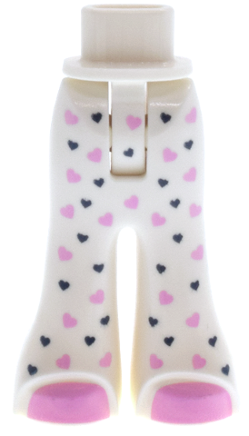 Mini Doll Hips and Trousers Bell-Bottoms with Bright Pink Shoes and Dark Blue Hearts Pattern - Thin Hinge