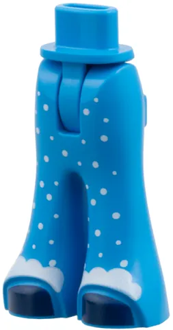 Mini Doll Hips and Trousers Bell-Bottoms with Dark Blue Shoes and White Falling Snow Pattern - Thin Hinge