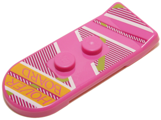 Minifigure, Utensil Hoverboard with Magenta, White and Lime Lines and 'HOVER BOARD' Pattern