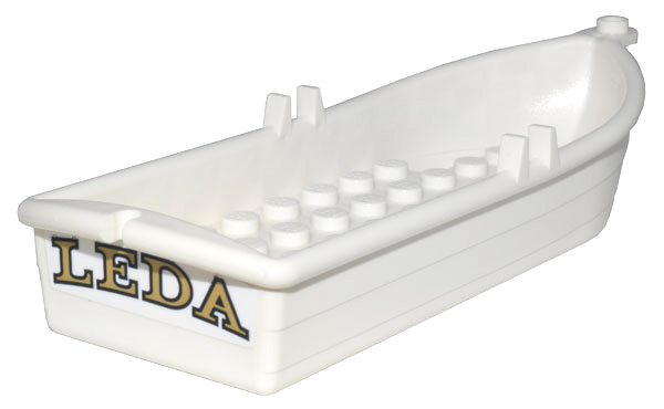 Boat, 14 x 5 x 2 with Oarlocks without Hollow Inside Studs with Tan and Black 'LEDA' Pattern (Sticker) - Set 21335